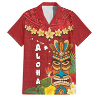 Hawaii Plumeria Lei Hawaiian Shirt Tiki and Kakau Pattern Red Color LT03 Red - Polynesian Pride