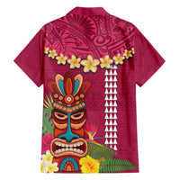 Hawaii Plumeria Lei Hawaiian Shirt Tiki and Kakau Pattern Pink Color LT03 - Polynesian Pride