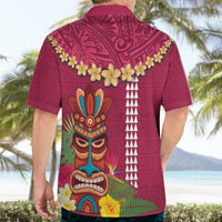 Hawaii Plumeria Lei Hawaiian Shirt Tiki and Kakau Pattern Pink Color LT03 - Polynesian Pride