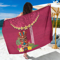 Hawaii Plumeria Lei Sarong Tiki and Kakau Pattern Pink Color LT03 One Size 44 x 66 inches Pink - Polynesian Pride