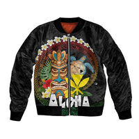 Aloha Hawaii Bomber Jacket Kanaka Maoli with Polynesian Spiral Plumeria