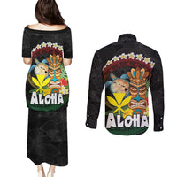 Aloha Hawaii Couples Matching Puletasi and Long Sleeve Button Shirt Kanaka Maoli with Polynesian Spiral Plumeria LT03 - Polynesian Pride