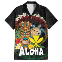 Aloha Hawaii Hawaiian Shirt Kanaka Maoli with Polynesian Spiral Plumeria LT03 Black - Polynesian Pride