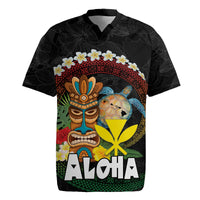 Aloha Hawaii Rugby Jersey Kanaka Maoli with Polynesian Spiral Plumeria