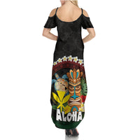 Aloha Hawaii Summer Maxi Dress Kanaka Maoli with Polynesian Spiral Plumeria LT03 - Polynesian Pride