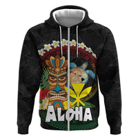 Aloha Hawaii Zip Hoodie Kanaka Maoli with Polynesian Spiral Plumeria