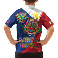 Philippines MassKara Family Matching Long Sleeve Bodycon Dress and Hawaiian Shirt Filipino Carnival Mask and Polynesian Pattern LT03 - Polynesian Pride