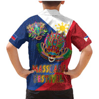 Philippines MassKara Family Matching Mermaid Dress and Hawaiian Shirt Filipino Carnival Mask and Polynesian Pattern