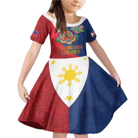 Philippines MassKara Family Matching Mermaid Dress and Hawaiian Shirt Filipino Carnival Mask and Polynesian Pattern