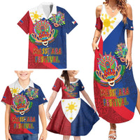 Philippines MassKara Family Matching Summer Maxi Dress and Hawaiian Shirt Filipino Carnival Mask and Polynesian Pattern LT03 - Polynesian Pride