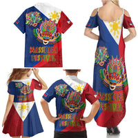 Philippines MassKara Family Matching Summer Maxi Dress and Hawaiian Shirt Filipino Carnival Mask and Polynesian Pattern LT03 - Polynesian Pride