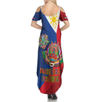 Philippines MassKara Family Matching Summer Maxi Dress and Hawaiian Shirt Filipino Carnival Mask and Polynesian Pattern LT03 - Polynesian Pride