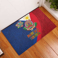 Philippines MassKara Rubber Doormat Filipino Carnival Mask and Polynesian Pattern