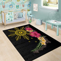 Hawaii and Philippines Together Area Rug Hibiscus Flower and Sun Badge Polynesian Pattern Coloful LT03 - Polynesian Pride