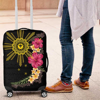Hawaii and Philippines Together Luggage Cover Hibiscus Flower and Sun Badge Polynesian Pattern Coloful