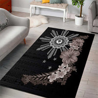 Hawaii and Philippines Together Area Rug Hibiscus Flower and Sun Badge Polynesian Pattern Grayscale LT03 - Polynesian Pride