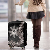 Tropical Hawaii and Philippines Luggage Cover Kanaka Maoli and Sun Badge Batok Tattoo Grayscale