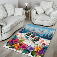 New Zealand Merry Christmas Area Rug Kiwi Birds Snow Boarding-Vibrant Tropical Flower - Polynesian Pride