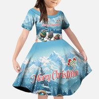 New Zealand Merry Christmas Family Matching Long Sleeve Bodycon Dress and Hawaiian Shirt Kiwi Birds Snow Boarding-Vibrant Tropical Flower - Polynesian Pride