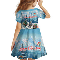 New Zealand Merry Christmas Family Matching Off Shoulder Short Dress and Hawaiian Shirt Kiwi Birds Snow Boarding-Vibrant Tropical Flower - Polynesian Pride