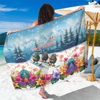 New Zealand Merry Christmas Sarong Kiwi Birds Snow Boarding-Vibrant Tropical Flower - Polynesian Pride