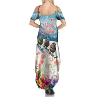 New Zealand Merry Christmas Summer Maxi Dress Kiwi Birds Snow Boarding-Vibrant Tropical Flower - Polynesian Pride
