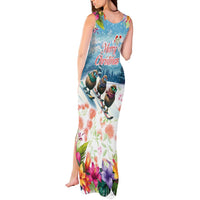 New Zealand Merry Christmas Tank Maxi Dress Kiwi Birds Snow Boarding-Vibrant Tropical Flower - Polynesian Pride