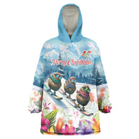 New Zealand Merry Christmas Wearable Blanket Hoodie Kiwi Birds Snow Boarding-Vibrant Tropical Flower - Polynesian Pride