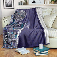 Samoan Siapo Art Tattoo Polynesian Pattern Blanket Navy Color - Polynesian Pride