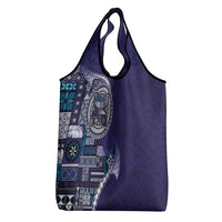 Samoan Siapo Art Tattoo Polynesian Pattern Grocery Bag Navy Color - Polynesian Pride