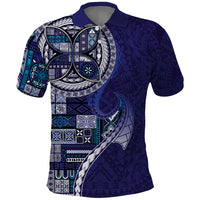 Samoan Siapo Art Tattoo Polynesian Pattern Polo Shirt Navy Color - Polynesian Pride