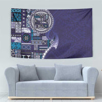 Samoan Siapo Art Tattoo Polynesian Pattern Tapestry Navy Color LT03 - Polynesian Pride