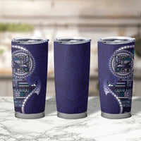 Samoan Siapo Art Tattoo Polynesian Pattern Tumbler Cup Navy Color - Polynesian Pride