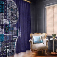 Samoan Siapo Art Tattoo Polynesian Pattern Window Curtain Navy Color - Polynesian Pride