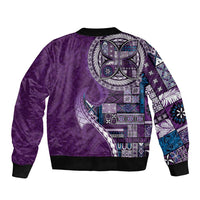 Samoan Siapo Art Tattoo Polynesian Pattern Bomber Jacket Purple Color - Polynesian Pride