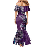 Samoan Siapo Art Tattoo Polynesian Pattern Family Matching Mermaid Dress and Hawaiian Shirt Purple Color - Polynesian Pride