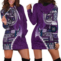 Samoan Siapo Art Tattoo Polynesian Pattern Hoodie Dress Purple Color - Polynesian Pride
