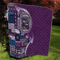 Samoan Siapo Art Tattoo Polynesian Pattern Quilt Purple Color - Polynesian Pride