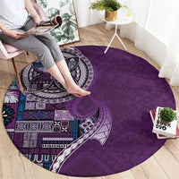 Samoan Siapo Art Tattoo Polynesian Pattern Round Carpet Purple Color - Polynesian Pride