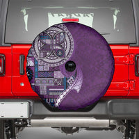 Samoan Siapo Art Tattoo Polynesian Pattern Spare Tire Cover Purple Color - Polynesian Pride
