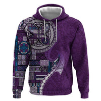 Samoan Siapo Art Tattoo Polynesian Pattern Zip Hoodie Purple Color - Polynesian Pride