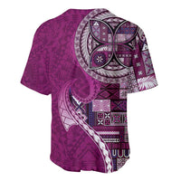Samoan Siapo Art Tattoo Polynesian Pattern Baseball Jersey Pink Color - Polynesian Pride