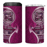 Samoan Siapo Art Tattoo Polynesian Pattern 4 in 1 Can Cooler Tumbler Pink Color - Polynesian Pride