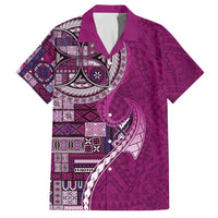 Samoan Siapo Art Tattoo Polynesian Pattern Family Matching Summer Maxi Dress and Hawaiian Shirt Pink Color - Polynesian Pride