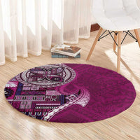 Samoan Siapo Art Tattoo Polynesian Pattern Round Carpet Pink Color - Polynesian Pride