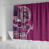 Samoan Siapo Art Tattoo Polynesian Pattern Shower Curtain Pink Color - Polynesian Pride