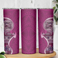 Samoan Siapo Art Tattoo Polynesian Pattern Skinny Tumbler Pink Color - Polynesian Pride