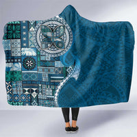Samoan Siapo Art Tattoo Polynesian Pattern Hooded Blanket Teal Color LT03 One Size Teal - Polynesian Pride