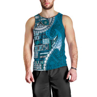 Samoan Siapo Art Tattoo Polynesian Pattern Men Tank Top Teal Color - Polynesian Pride