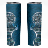 Samoan Siapo Art Tattoo Polynesian Pattern Skinny Tumbler Teal Color - Polynesian Pride